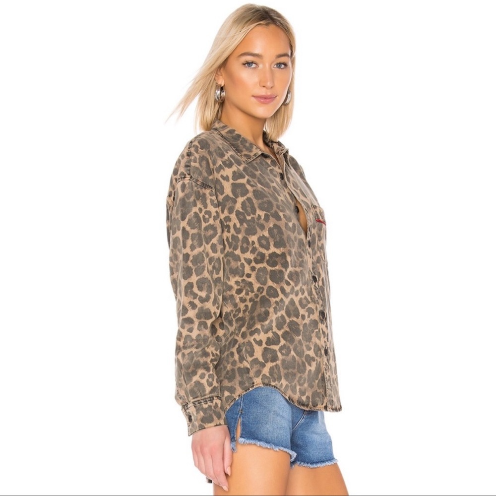 Pam & Gela oversized leopard button down.